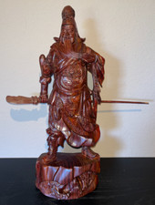 Chinesische Holz Schnitzerei Skulptur Figur General Guan Yu Asiatisch China