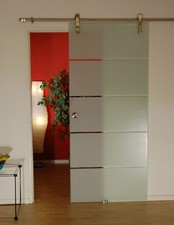 Echtglas Schiebetür inkl. Edelstahl Rollensystem 775 x 2050 mm BP1-775RA#100625