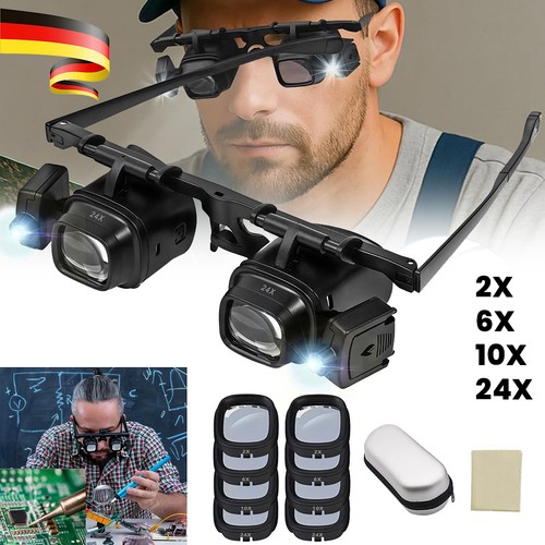Led lupenbrille 10x 24x - led,