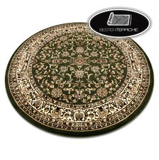 Traditionelle schöne klassische Teppich rund ROYAL Ornament grün Dickes Weben