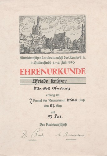 Urkunde deutsche turnerschaft - deutsche,