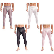 Herren Hosen Cool Leggings Einfarbig Strumpfhosen Bulge Pouch Fitnessraum Nylon