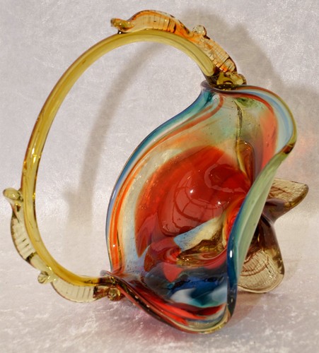 Vintage glas henkelschale korb - glas,