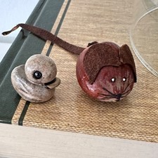 Keramik Ente - Haselnuss Maus - Herbstdeko Einzelstücke