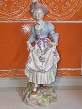 Porzellanfigur Reproduktion Meissen Blumen Dame Replikat H:27cm Bisquitporzellan