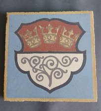 antike Bodenfliese, 17x17x2cm, vermutlich Villeroy & Boch, ganz leicht erkennba 