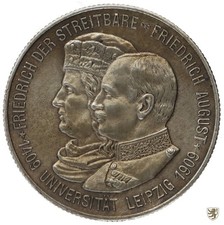 SACHSEN, 2 Mark, 1909, Friedrich August III., 500 Jahre Uni Leipzig, Jg 138, vz