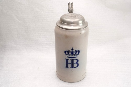 Bierkrug mit zinndeckel - zinndeckel, stl