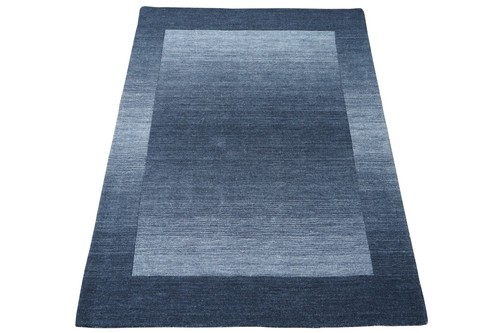 Teppich 100 wolle blau - wolle, grau