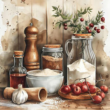 Wandbild Küche Rustikal Mediterran Kochen Deko Bild Wanddeko Dekofliese Kachel