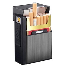 2in1 Alu USB Zigarettenbox Zigarettenetui Zigarettenschachtel mit Feuerzeug neu