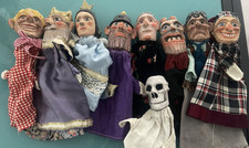 9 antike Handpuppen Holz Kasperlepuppen Kasper Theater