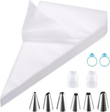 Spritzbeutel Einweg, 100 Stück Spritzbeutel 20 * 30CM + 6 Spritztüllen + 2 Kuche