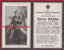 org. Sterbebild: 1.WK Soldat 15.Inf.-Regt 6.Komp. 07.04.1918 Granatsplitter Caix