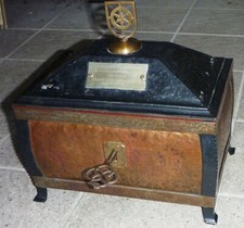 Art Deco Eisentruhe,Kassette"Ehrenpreis Präsident Reichsbahndirektion ERFURT"