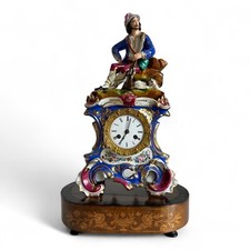 Kaminuhr Tischuhr Figurenuhr Porzellan Uhr Biedermeier Uhr 1830 Fadenaufhängung