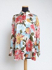 Bunte Blumen Satin Hemd Bluse
