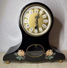 Pendeluhr Kaminuhr Tischuhr Holz schwarz mechanisch Barock alt DDR SELVA