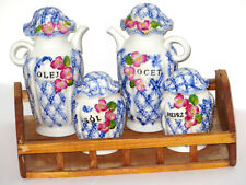 4-tlg Menage Keramik Set, Öl Essig Spender Salzstreuer Pfeffer NEU