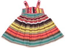 NEXT Träger-Kleid Sommerkleid Party-Kleid Streifen - Gr. 104 bunt