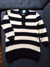 Kaschmir Strick Pullover Sweater POLO gestreift schwarz weiß S M ZARA Arket