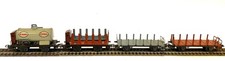 Märklin H0/00  Kesselwagen Brhs  "Esso"  grau + 3 Rungenwagen Blech  ca 1950
