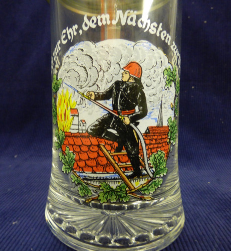 Bierkrug glas mit zinndeckel - glas,