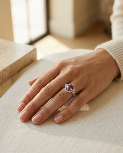 Oval pink saphir diamant - oval, ring