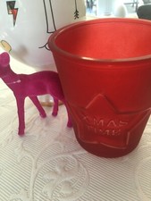 Windlicht Glas rot X MAS TIME