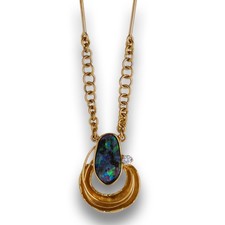 Opal Brillant Collier 585 Gold 14 Kt Gelbgold Edelstein Wert 2600,-