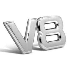 V8 Emblem Logo Zeichen Chrom