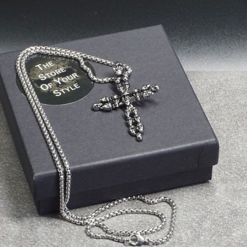 Kette mit kreuz totenkopf - kette,