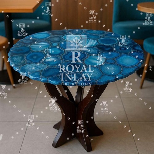 Rund blau achat - stein, esstisch