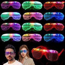 Mikulala 12 Stück Led Brille Neon Partybrille Festival Leuchtbrille Rave 