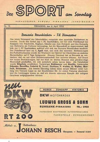 Fussball programmheft 52 - , 51/52