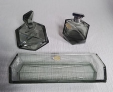 Frisiertisch Garnitur Toiletten Set Kristall Glas rauchglas 3tlg. Vintage