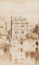 Dorfansicht mit Fachwerkhaus