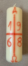 Kerze weiß mit rotem  Kreuz von 1968 Taufkerze Kommunionkerze Konfirmationskerze