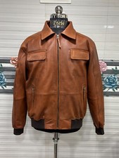 Herren Braun Lammleder Retro Bomberjacke Weiches Lammleder Vintage Bikerjacke