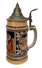 Bierkrug Eckhardt Engler # 2571 Steinzeug/Zinndeckel H/D:  1 Liter