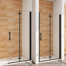 185/195cm Nano Glas Nischentür Dusche Schwarz Walkin Falttüren Duschabtrennung
