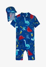 MINOTI Badeanzug, Schwimmanzug + Mütze Jungen Gr. 92/98 Blau NEUwertig