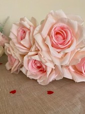 5 Stück Set seidene Rosen 37 cm lang Hochzeit Deko Tischdeko Vintage Look Shabby