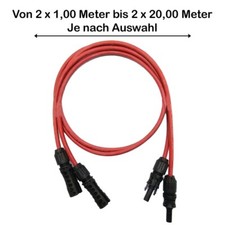2 x Solar Verlängerungskabel MC4-Steckverbindern IBC FlexiSun 1x6mm Rot gecrimpt