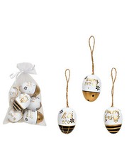 Osterdeko 6 Eier weiß schwarz