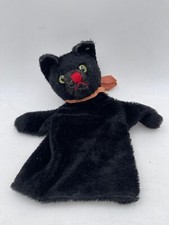 2/2 Vintage Steiff / schwarze Katze / Handpuppe / Glasaugen 1950er 1960er Jahre