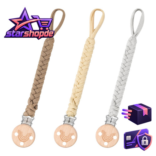 Schnullerkette clip baumwolle - schnullerkette,