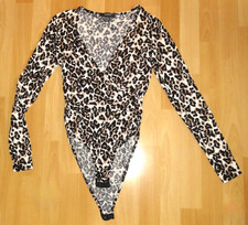 Blusen Body Gr. XS Gr. 34 /36 Primark Stretch langarm Leo Print Wickeloptik