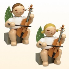 Wendt & Kühn Engel mit Viola da Gamba sitzend blond/braun Erzgebirge neu 2025