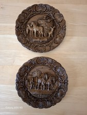 2 Stück Holz Deko Wandteller